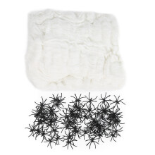 240g Halloween Stretch Spider Webs w/ 60 Fake Spiders