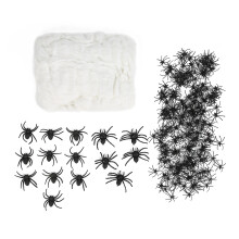 215 Plastic Spiders & 200g Stretch Web Halloween Decor
