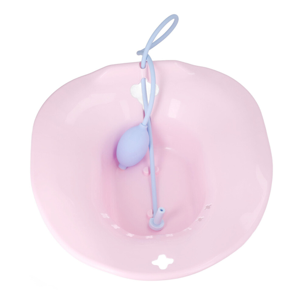 Pink Universal Squat Toilet Sitz Bath With Flusher, 39.7X36.7x11cm