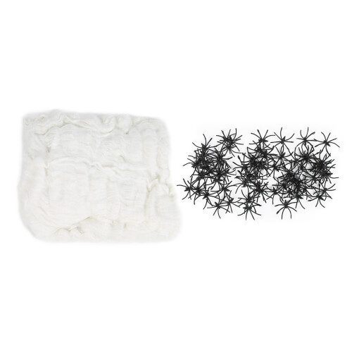 300g Halloween Spider Web Decor w/ 60 Fake Spiders 1