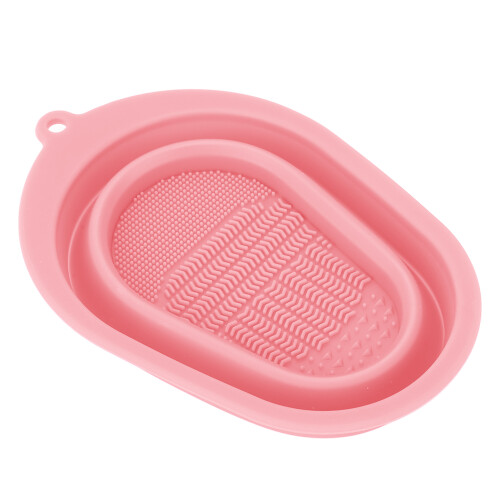 (Pink) Foldable Silicone Makeup Brush Cleaner Mat (Rose Red) 1