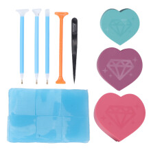 (Blue) DIAMANTMALEREI-SET, Bohrstift, Perlen & Tabletts