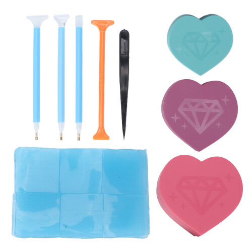 (Blue) DIAMANTMALEREI-SET, Bohrstift, Perlen & Tabletts