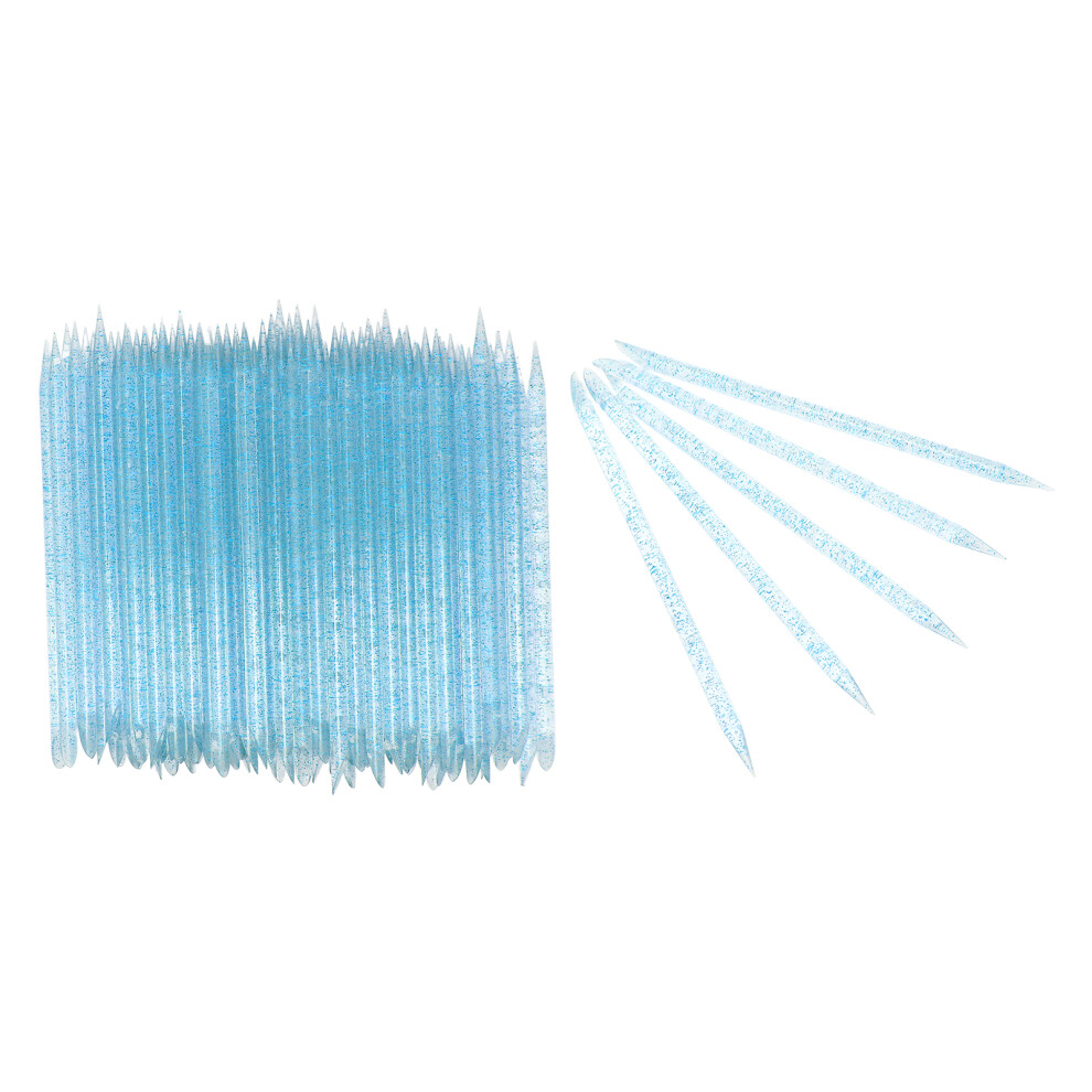 Blue/Yellow () 100Pcs Cuticle Pusher Dead Skin Manicure Pedicure Sticks