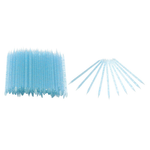 (Blue) 100pcs Yellow Cuticle Pusher Sticks 1