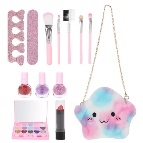 Kinder-Makeup-Set: Nagellack, Lippenstift, Lidschatten