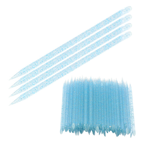 (Blue) 100pcs Yellow Cuticle Pusher Sticks 2