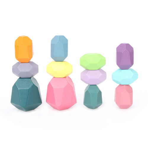 12pz Blocchi Equilibrio Legno Colorato Educativi