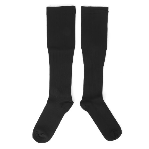 (S/M) Compression Socks Elastic Breathable Running Men Women Black S/M
