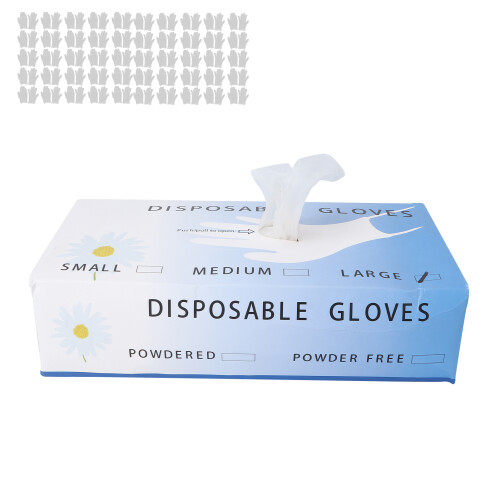 100pcs Disposable PVC Gloves Soft Translucent Waterproof L Size 1