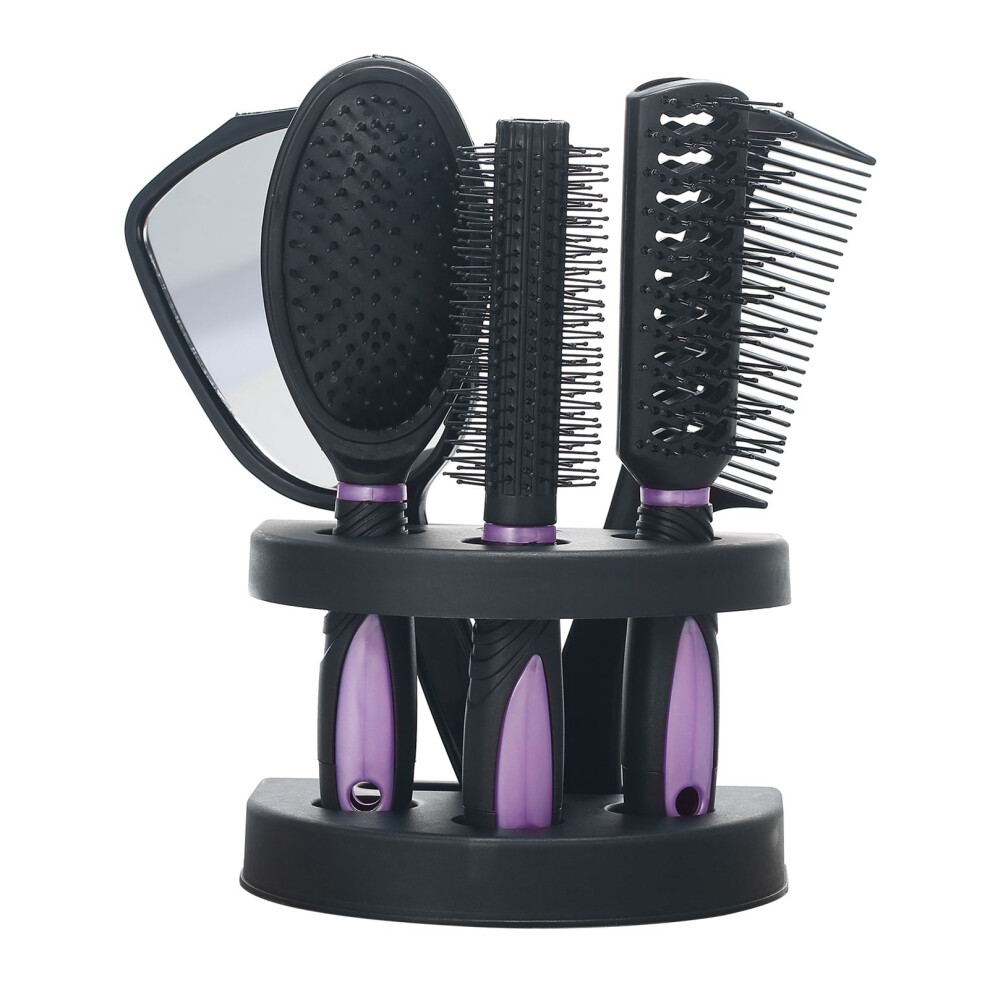 5-Piece Hair Comb Mirror Salon Styling Set with Stand