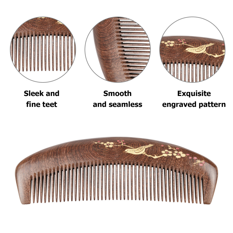 Unisex Wooden Hair Comb Fine Tooth No Static Sandalwood Comb