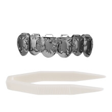 (Black) 18K Goud Hip Hop Tanden Zwart