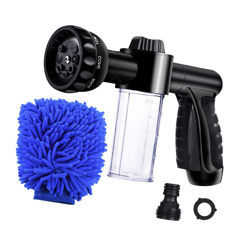 High Pressure Foam Sprayer with 3.5oz Soap Dispenser, 8 Modes, Garden & Car Wash