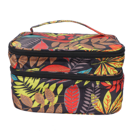 Leaf Pattern Nail Polish Case Double Layer Organizer 1