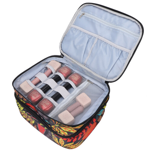 Leaf Pattern Nail Polish Case Double Layer Organizer 2