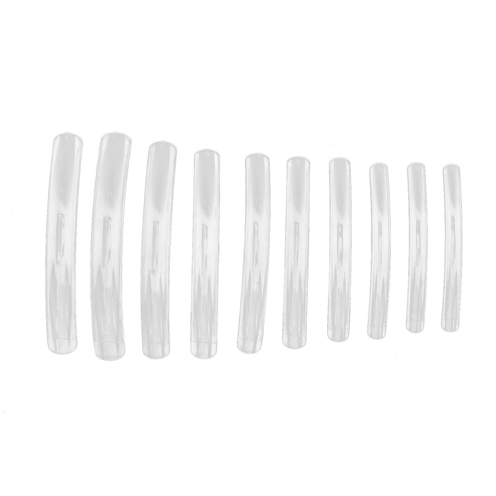 (Transparent Color) 10pcs Long Flat Nail Tips Transparent Manicure Set
