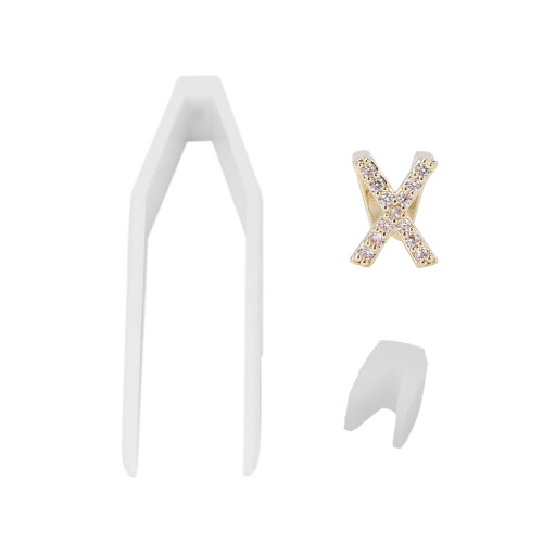 (Gold) Brace Denti Oro con Iniziale X per Gioielli