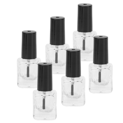 6x leere Nagellack-Glasflaschen mit Pinseldeckel 2