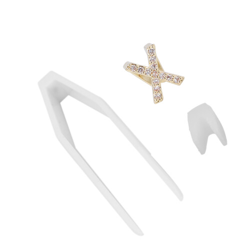 (Gold) Brace Denti Oro con Iniziale X per Gioielli 1