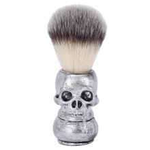 (Silver) Spazzola Barba Uomo Manico Scheletrato Argento