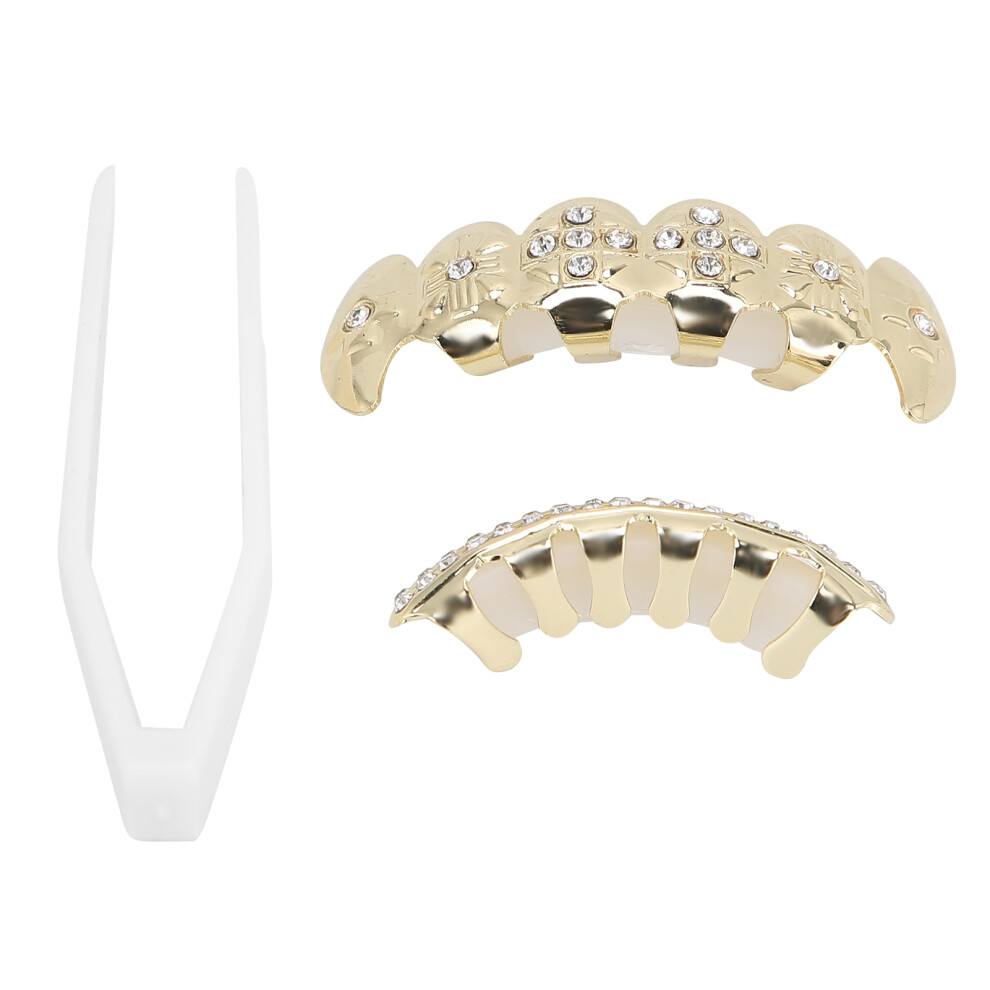 (Gold) Electroplate Hip Hop False Teeth Set Reusable Halloween Teeth