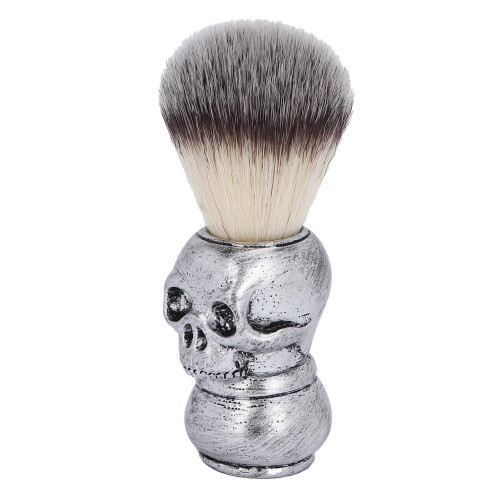 (Silver) Spazzola Barba Uomo Manico Scheletrato Argento 1
