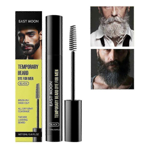 Temporary Beard Dye for Men - Black Beard, Mustache & Eyebrow Color