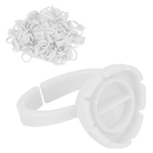 (White) 100 stks wimperlijm houder ring kop wit 1