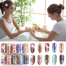 10 Sheets Nail Art Foil Transfer Stickers Poly Nail Extension Gel DIY