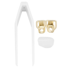 (Gold) Hollow Hip Hop False Tooth Brass Halloween Decoration Gold