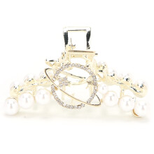 (3# Planet) Rhinestone Hair Claw Clips Faux Pearl Decorative Bowknot 2#