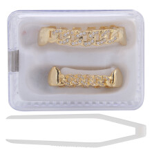 (Gold) Hollow Chain Hip Hop False Teeth Set Gold Decoration