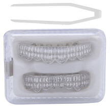 (Silver) Gold Plated Brass Hip Hop Teeth Set Halloween Decoration Silver