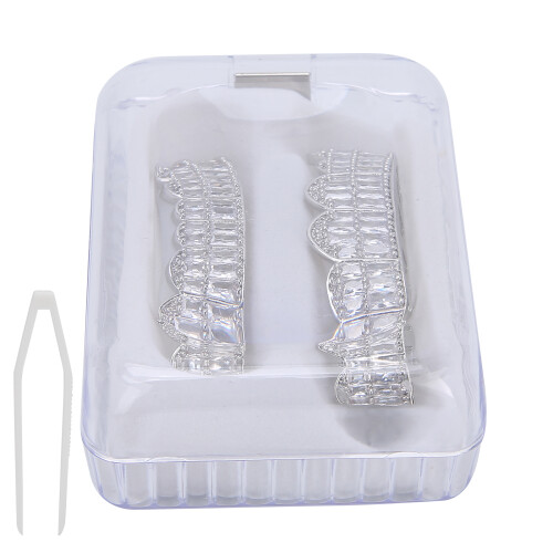 (Silver) Set Denti Hip Hop Ottone Placcato Oro Argento Halloween 1