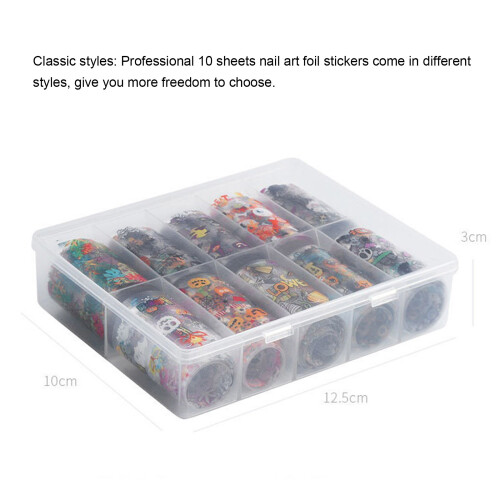 10 Sheets Nail Art Foil Transfer Stickers DIY 1