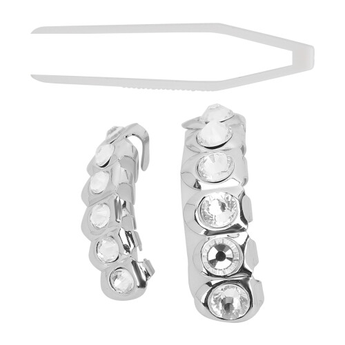 (Silver) Hip-Hop-Zahnset Silber Halloween Glitzer 1