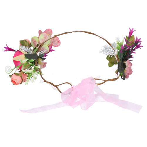 Rooskrans Bruiloft Hoofdband Roze 2