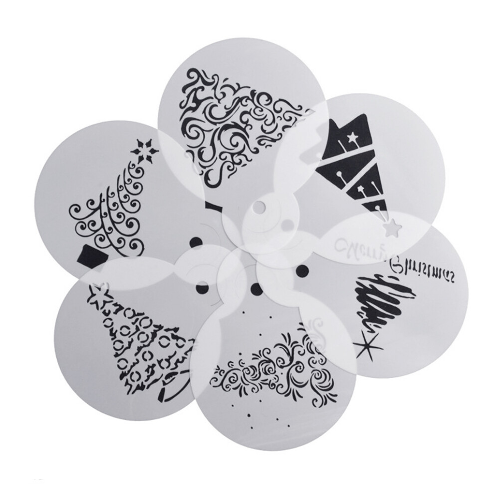 6X Reusable Christmas Tree Painting Stencils Template Reusable 7754000205288