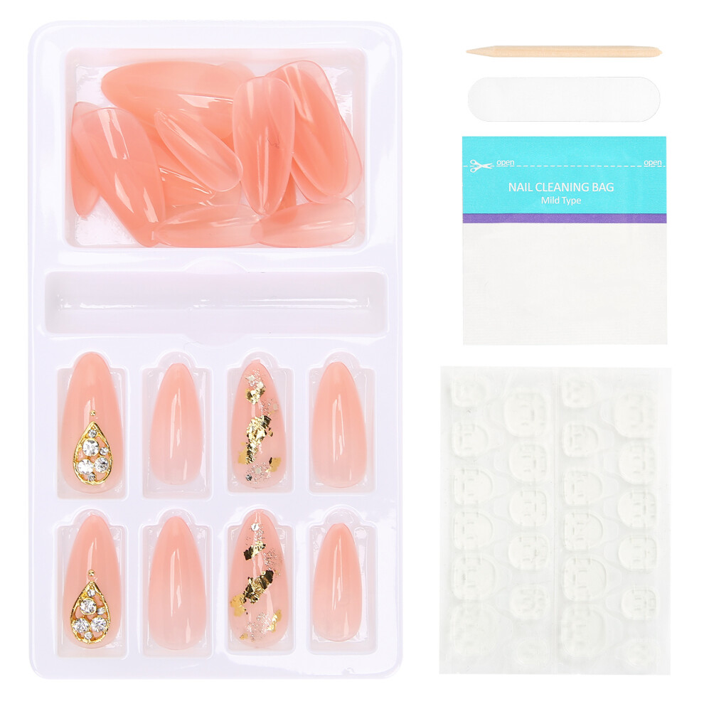 (F745-11) 24Pcs Reusable False Nails Tips Full Cover Fake Artificial Manicure