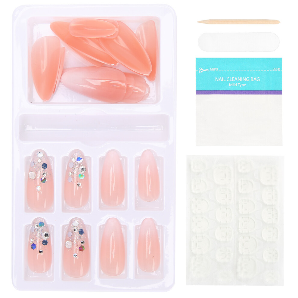 (F745-9) 24Pcs Reusable False Nails Tips Full Cover Fake Artificial Manicure