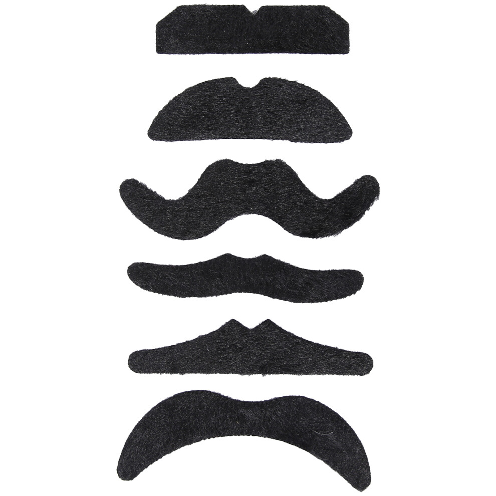 Black 6Pcs Funny Selfadhesive Fake Mustache