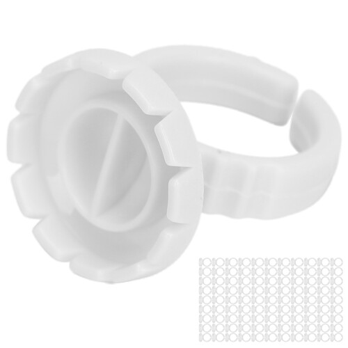 (White) 100x Einweg-Wimpernkleber-Ringhalter Weiß 1