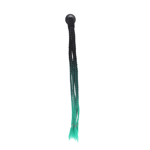 (Black Emerald) Helmet Ponytail Decoration Gradient Dreadlocks Wig Black Cyan