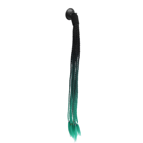 (Black Emerald) Helmet Ponytail Decoration Gradient Dreadlocks Wig Black Cyan 2
