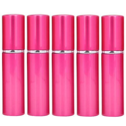 (Rose Red) Set 5 Spruzzatori Profumo Alluminio 10ml Rosso Rosa