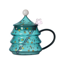 Glass Water Cup Valentine's Christmas Day-400ml short Christma