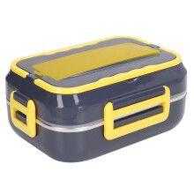 Blue 1.5L Electric Heated Lunch Box Stainless Steel Car Plug 220V