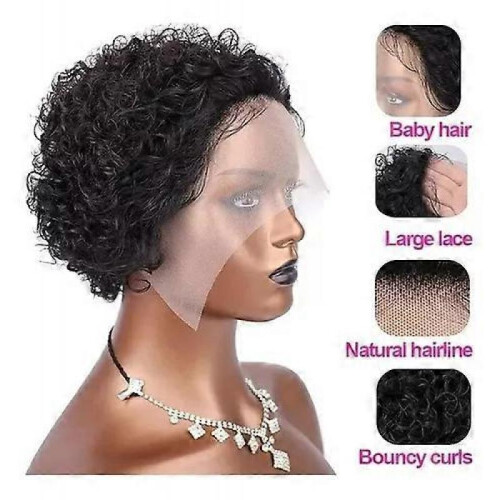 Short Thick Curly Lace Wig Black 1