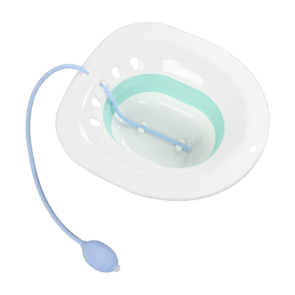 Green Foldable Toilet Sitz Bath With Flusher For Postpartum, 39X36x12.5cm